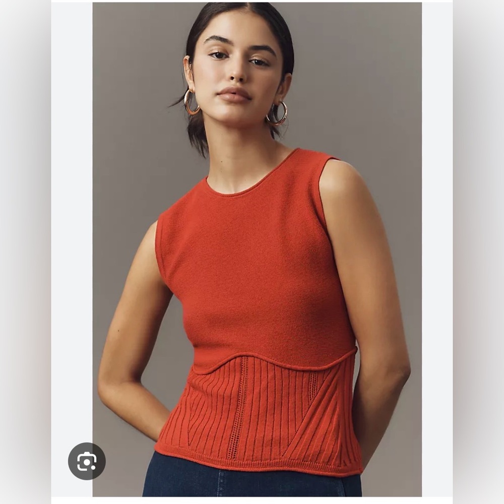 Maeve Textured Knit Sleeveless Top in Terracotta